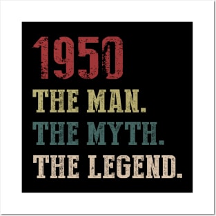 Vintage 1950 The Man The Myth The Legend Gift 70th Birthday Posters and Art